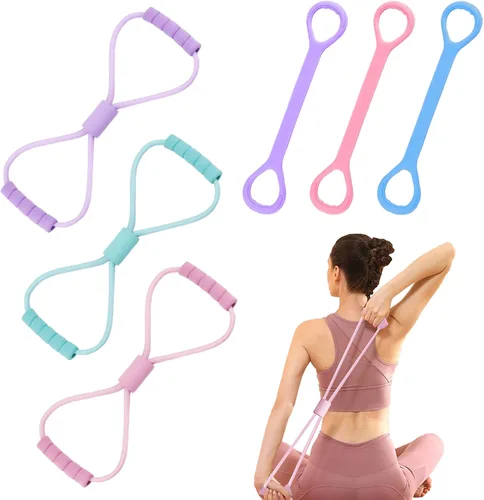 Paquete de 2 bandas de resistencia de figura 8, bandas elásticas de entrenamiento para ejercicio, brazo, espalda, hombro, fitness, equipo de cuerda
