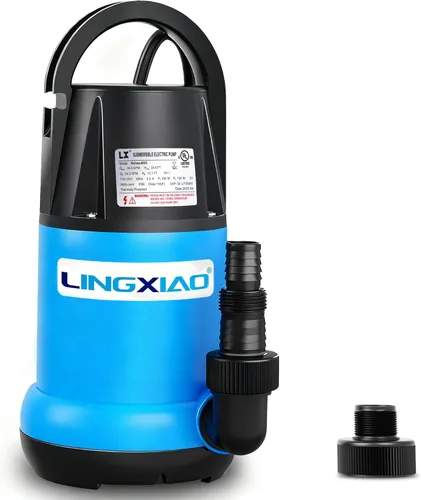 Bomba de agua sumergible de 1/3 HP 2450GPH Bomba de agua termoplástica eléctrica portátil de transferencia con cable de 10 pies para piscina, tina,
