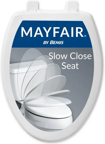 MAYFAIR 1880SLOW 000 Caswell - Asiento de inodoro alargado que se cierra lentamente y nunca se afloja, plástico de larga duración, color blanco
