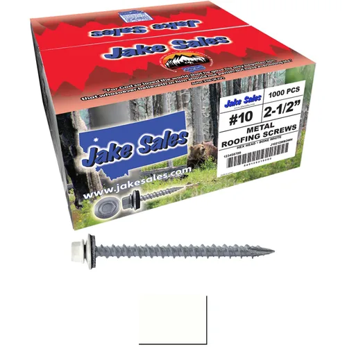 Miniatura 20 de 10 tornillos para techos de metal gris ABC de 2-1/2 pulgadas, cabezal de arandela hexagonal, arranque automático/roscado, arandela EPDM. 1 bolsa