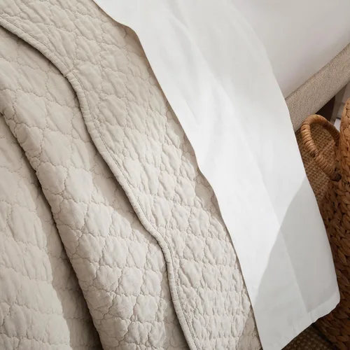 Miniatura 3 de HORIMOTE HOME Colcha de algodón 100% tamaño individual, color beige, suave y ligero, juego de ropa de cama de 2 piezas con borde festoneado
