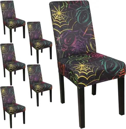 Miniatura 104 de JQinHome Juego de 8 fundas para sillas de comedor, fundas de alta elasticidad extraíbles y lavables, fundas protectoras de asiento para silla