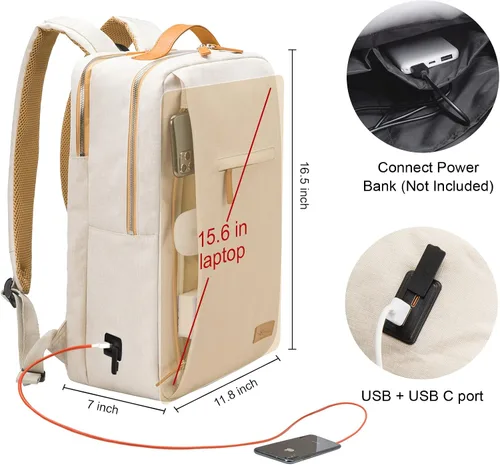 Miniatura 3 de Hp hope Mochila para laptop para mujer, mochila de trabajo de 15.6 pulgadas con puerto USB, mochila resistente al agua para viajes, universidad