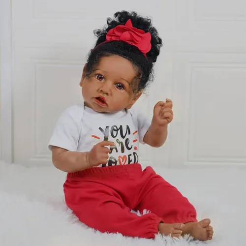 Miniatura 3 de KSBD Realistic Reborn Baby Doll Niña Negra – Muñeca Recién Nacida Afroamericana Realista de 20 Pulgadas con Cuerpo Suave Conjunto de Regalo