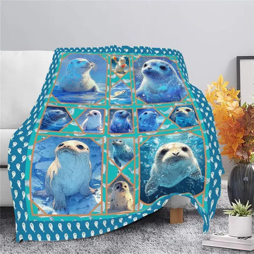Miniatura 4 de Manta de Foca del Océano, Regalos de Focas para Niños, Niñas, Adultos, Mujeres y Hombres, Suave, Acogedora, Cálida, Felpa Esponjosa, Mullida
