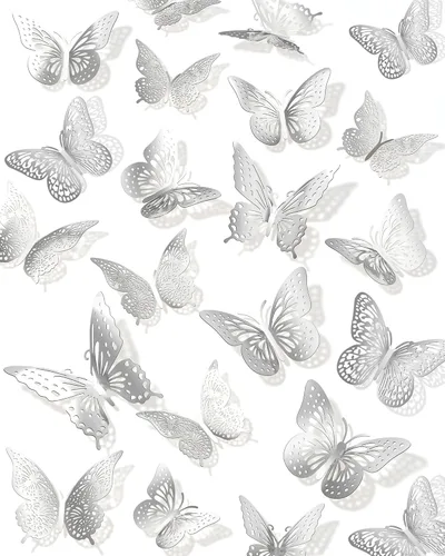 Miniatura 7 de 72 piezas de decoración de pared de mariposas 3D en oro, decoraciones de mariposas doradas para el Día del Padre, 4 estilos 3 tamaños, mariposas