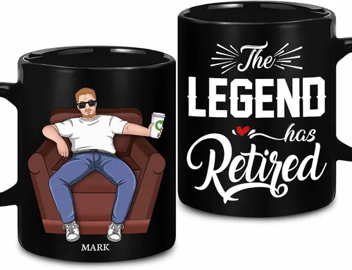 Miniatura 8 de WHIDOBE Taza de jubilación personalizada con texto en inglés "The Legend Has Retirement", taza para mujeres, hombres, papá, mamá, calendario