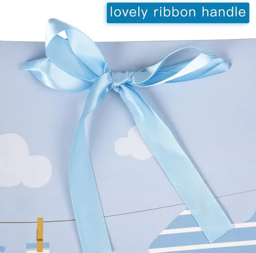 Miniatura 4 de Loveinside Bolsa de regalo para bebé niño con papel de seda y tarjeta de felicitación para baby shower, nuevos padres y más, 16.5 x 12.6 x 5.7