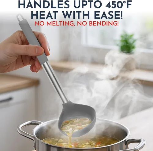 Miniatura 5 de Juego de utensilios de cocina de silicona resistente al calor de 450°F - 34 piezas de color gris - Juego para utensilios de cocina antiadherentes