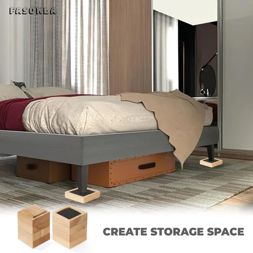 Miniatura 6 de Elevadores de cama, elevadores de muebles (juego de 8 - altura de 1") se pueden ajustar a 2'', 3'' o 4'', elevadores de muebles elevadores, madera