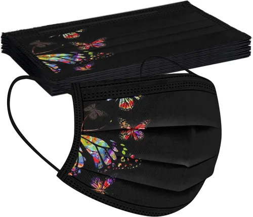 Miniatura 5 de JINF ATRISE - 50 cubrebocas desechables con estampado de mariposas para adultos a la moda reutilizable para exteriores ciclismo a prueba de polvo