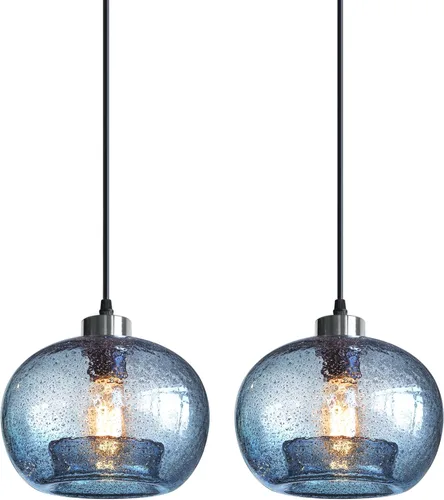 Casamotion - Lámpara de techo colgante de cristal soplado a mano para isla de cocina, casa rural, comedor, zona de bar, fregadero, color mármol azul