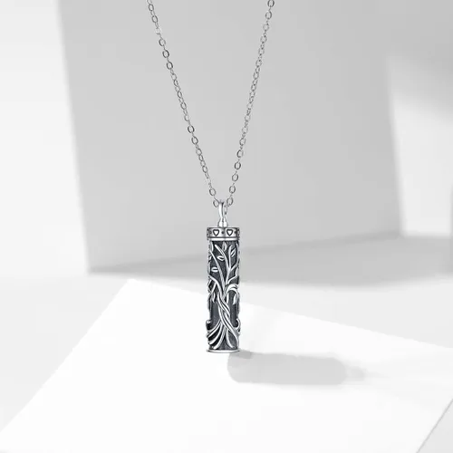 Miniatura 155 de Collar con colgante de urna de cenizas de cremación y árbol de la vida para mujer, plata de ley US1