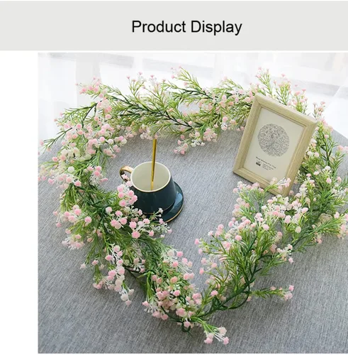 Miniatura 3 de Gypsophila - Guirnalda de flores artificiales de 5.5 pies, flores de imitación de aliento de bebé, vid de tacto real para colgar en el arco de boda