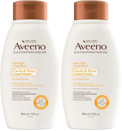 Miniatura 8 de Aveeno Acondicionador aclarante de vinagre de sidra de manzana, mejora el brillo, nutritivo, para cabello opaco, 12 onzas líquidas
