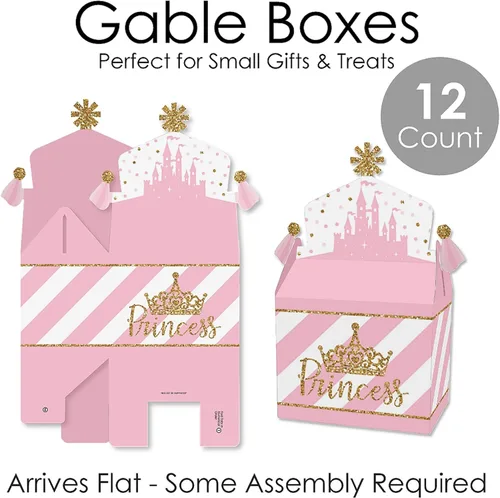 Miniatura 6 de Big Dot of Happiness Corona de princesita – Caja de regalos de fiesta – Caja de regalo de princesa rosa y dorada para baby shower o fiesta