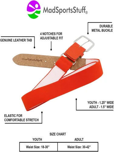 Miniatura 3 de MadSportsStuff Baseball Belt Softball Belt Adjustable - Boys Men Girls Women - Youth and Adult Sizes