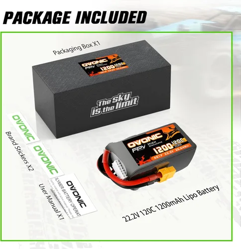 Miniatura 6 de OVONIC 6s Lipo Batería 120C 1200mAh 22.2V Lipo Batería con XT60 Conector para RC FPV Racing Drone Quadcopter