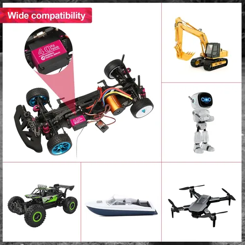 Miniatura 7 de 88.2 lbs Servo Digital Servo Digital Servo Full Metal Gear Impermeable con Servo Bocina 25T Compatible con 1/8, 1/10, 1/12 RC Car Crawler Robot