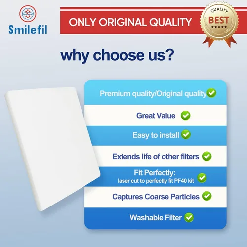 Miniatura 7 de Smilfil PF40 - Paquete de 5 almohadillas de repuesto para prefiltro compatibles con IQAir PF40 Purificador de aire de prefiltración de polvo grueso