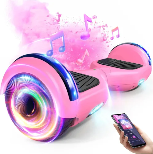 SISIGAD Scooter, 6.5" Flash Wheels & Corlorful LED Lights, All for Girls Boys Kids Ages 6+ Rosa