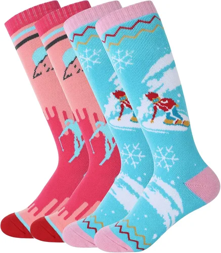 Century Star Calcetines de esquí para niños, calcetines de invierno cálidos hasta la rodilla para niños y niñas, calcetines de lana suave, esquí,