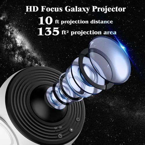 Miniatura 6 de Proyector de estrellas, proyector de planetario mejorado para dormitorio, proyector educativo de galaxia de audio con 13 discos Galaxy reemplazables