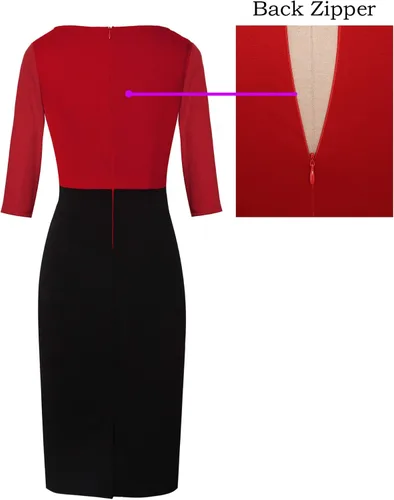 Miniatura 5 de VFSHOW - Vestido ajustado de estilo tubo y con zíper frontal para usar en el trabajo, la oficina, eventos de negocios o fiestas de cóctel