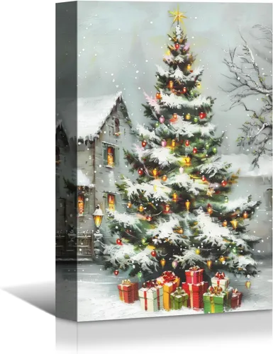Miniatura 46 de Denozer - Arte de pared de muñeco de nieve de Navidad, impresiones artísticas sobre lienzo para dormitorio, sala de estar, decoración de pared