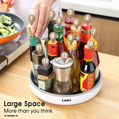 Miniatura 6 de LAMY Lazy Susan Organizador, paquete de 2 platos giratorios Lazy Susan de 10 pulgadas para gabinete, refrigerador, mesa de comedor y mesa