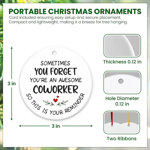 Miniatura 2 de GAUDORA Regalos navideños para compañeras de trabajo para mujeres - Adornos navideños de cerámica 2025 - Regalos inspiradores de agradecimiento