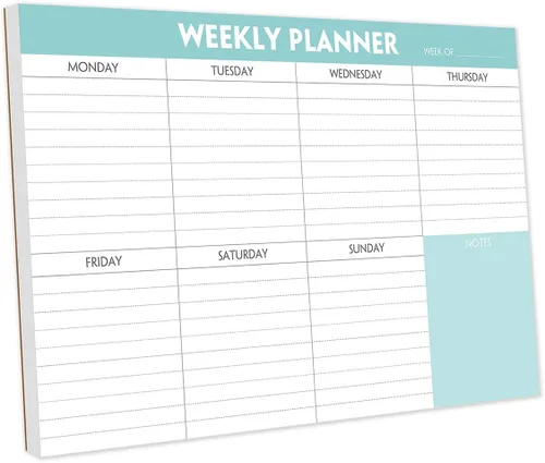 Bloc de notas de planificador semanal - Bloc de planificación desprendible con horario diario y calendario, 52 hojas, papel de 100 g/m², bloc de