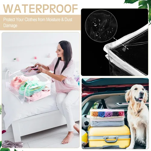 Miniatura 6 de Windyun 16 bolsas de almacenamiento de vinilo transparente con cremallera con asa, bolsas de almacenamiento de mantas de plástico para suéter, ropa