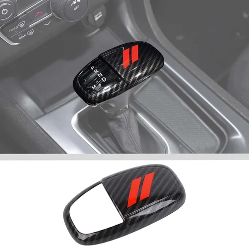JWWY Pomos de palanca de cambios para Dodge Challenger Charger 2015-2025+ Durango 2018-2025, accesorios interiores, fibra de carbono roja Rojo