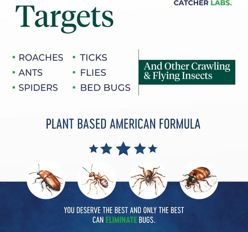 Miniatura 3 de Catcher Labs - Aerosol natural para insectos para uso en interiores y exteriores Hormigas, cucarachas, arañas, moscas, pulgas, insecticidas