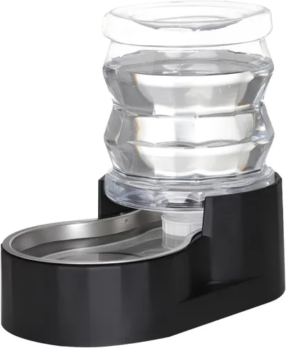 Miniatura 14 de RIZZARI Dispensador de agua grande para perros: 8L de gravedad elevada en negro, dispensador automático de acero inoxidable con cepillo Perla