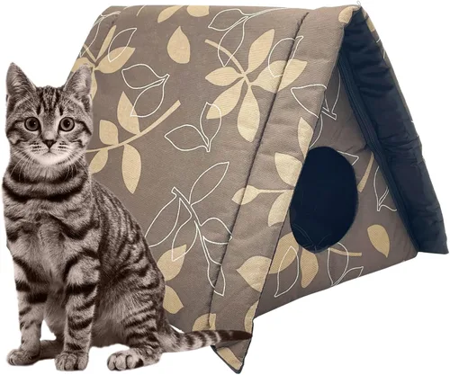 Fhiny Refugio para Gatos Callejeros, Casa Impermeable para Gatos de Exterior Plegable Cueva Cálida para Mascotas para Invierno Cama de Tienda para