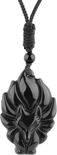 Miniatura 21 de Collar de obsidiana negra con colgante de protección y cadena de cuentas extendida, amuleto de piedra de cristal curativo para hombres y mujeres