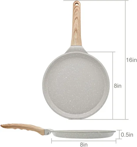 Miniatura 6 de Sartén antiadherente de 8 pulgadas para tortillas de tortillas de tortillas, sartén para tortillas Dosa Tawa, sartén para panqueques para Roti Blanco