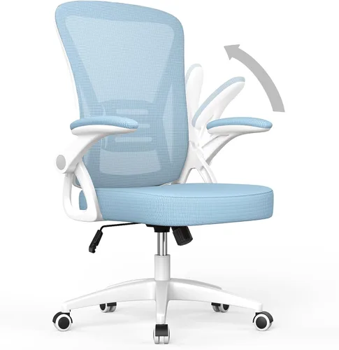 Miniatura 13 de naspaluro Silla de oficina ergonómica, sillas de escritorio con respaldo medio con altura ajustable, silla giratoria con brazos abatibles y soporte