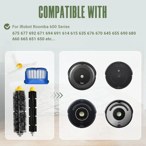 Miniatura 6 de Piezas de repuesto Kit de accesorios para iRobot Roomba 675 694 692 614 670 677 671 691 676 639 679 615 600 Series Robot aspirador, 1 cepillo