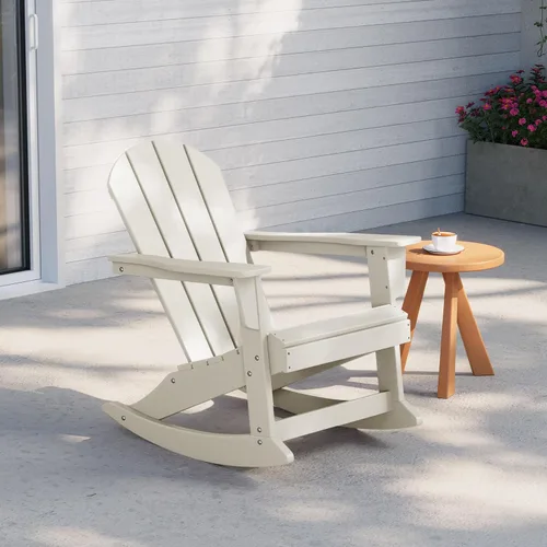 Miniatura 40 de WestinTrends Silla mecedora Malibu de poliéster para exterior/patio Adirondack, Negra