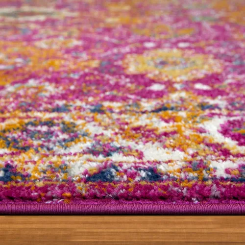 Miniatura 11 de Leick Home 594234 Laraline - Alfombra rectangular vintage de medallón turco con collage de medallón fucsia desteñido, para sala de estar