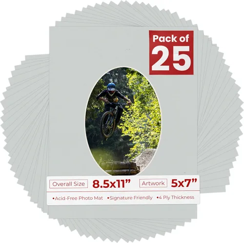 Miniatura 54 de Tapete de 8.5 x 11 pulgadas con corte biselado para fotos de 5 x 7 pulgadas, diseño ovalado, color azul bebé, sin ácidos, mate para proteger tus