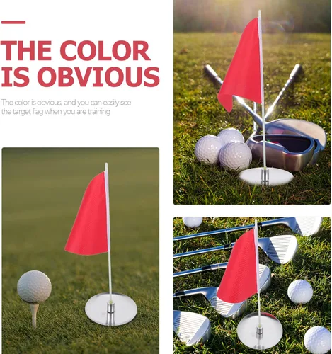 Miniatura 2 de BESPORTBLE Juego de banderas y tazas de palos de golf, mini taza de golf y banderas para poner golf de repuesto verde, copa de agujero para palo