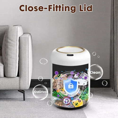 Miniatura 4 de Procade Cubo de basura con sensor de movimiento con tapa, cubo de basura eléctrico de baño de 3 galones, papelera blanca pequeña sin contacto, mini