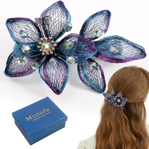 Miniatura 15 de Mistofu Pasadores de alambre de cobre de 3.14 pulgadas, tejido a mano, diseño de alto nivel, accesorios elegantes para el cabello, regalos