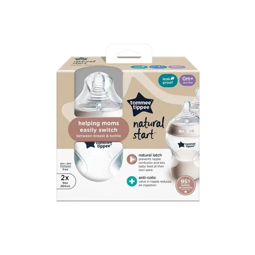 Miniatura 9 de Tommee Tippee Natural Start - Biberones anticólicos de 9 onzas sin BPA para bebé, 0+ meses, tetina de flujo lento similar al pecho, Tenue