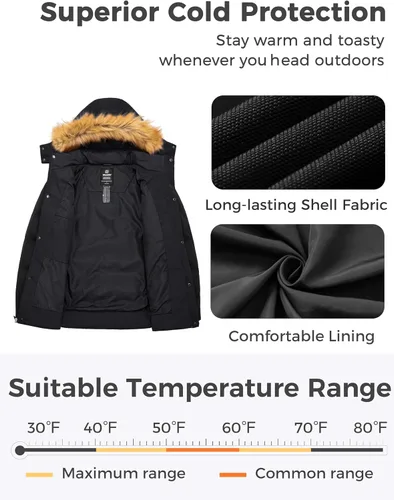 Miniatura 3 de Wantdo - Chaqueta de invierno con capucha y forro interior para hombre