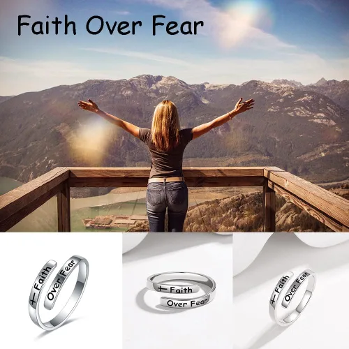 Miniatura 2 de AMBCESSER Anillos ajustables inspiradores de plata de ley 925, regalo de joyería de aliento de personalidad para mujeres y niñas